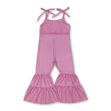Load image into Gallery viewer, Pink straps patchwork ruffle kids girls jumpsuit