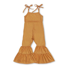 Load image into Gallery viewer, Mustard straps patchwork ruffle kids girls jumpsuit