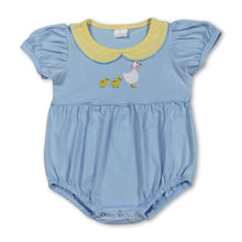 Load image into Gallery viewer, Light blue short sleeves goose baby girls summer romper