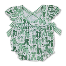 Load image into Gallery viewer, Short sleeves green bow girls St Patrick's romper