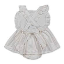 Load image into Gallery viewer, Ruffle stripe cross baby girls Easter romper