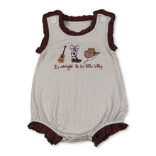 Load image into Gallery viewer, Ruffle stripe it's alright to be little bitty western baby romper