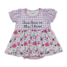 Load image into Gallery viewer, Jesus loves me this I know floral baby girls romper