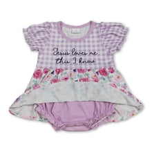 Load image into Gallery viewer, Jesus loves me this I know floral baby girls romper