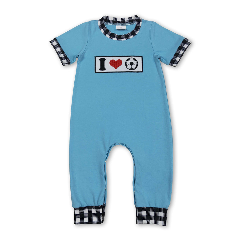Short sleeves I love soccer baby boy romper