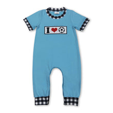 Load image into Gallery viewer, Short sleeves I love soccer baby boy romper
