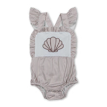 Load image into Gallery viewer, Stripe flutter sleeves shell baby girls romper