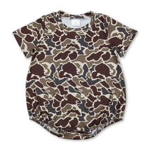 Load image into Gallery viewer, Short sleeves dark brown camo baby boy summer romper