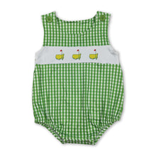 Load image into Gallery viewer, Sleeveless green plaid golf baby boy romper