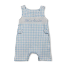 Load image into Gallery viewer, Sleeveless plaid little dude baby boys smocked romper