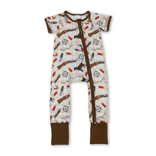 Load image into Gallery viewer, Short sleeves duck call dog baby boy zipper romper