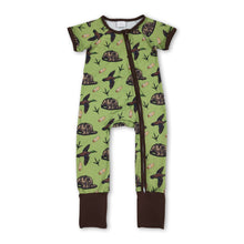 Load image into Gallery viewer, Short sleeves camo hat duck baby boy zipper romper