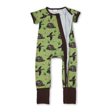 Load image into Gallery viewer, Short sleeves camo hat duck baby boy zipper romper