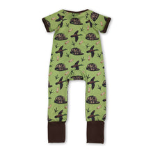 Load image into Gallery viewer, Short sleeves camo hat duck baby boy zipper romper