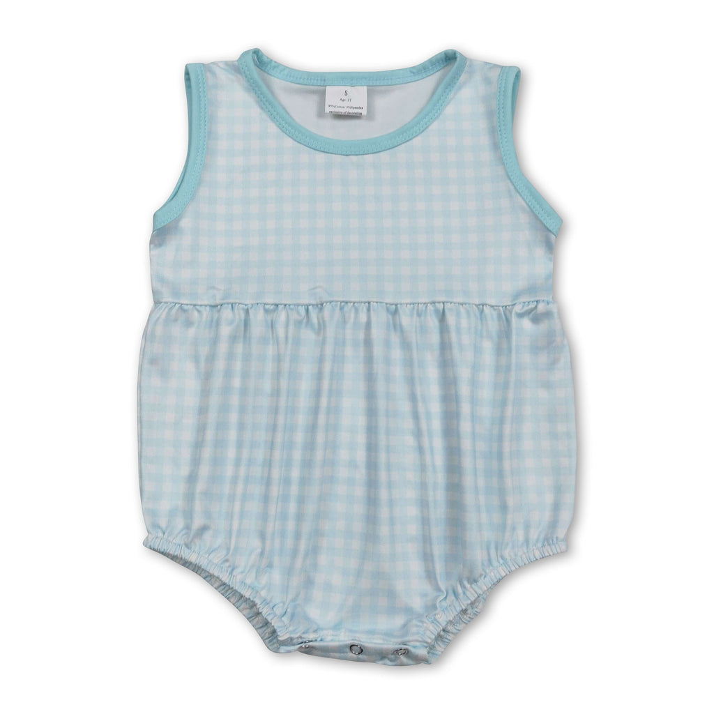 Sleeveless plaid baby kids summer romper