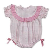 Load image into Gallery viewer, Pink plaid short sleeves chicken bunny baby girl Easter romper