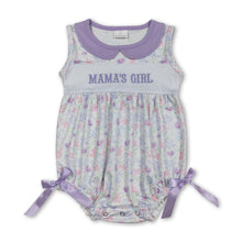 Load image into Gallery viewer, Lavender sleeveless floral mama's girl baby romper