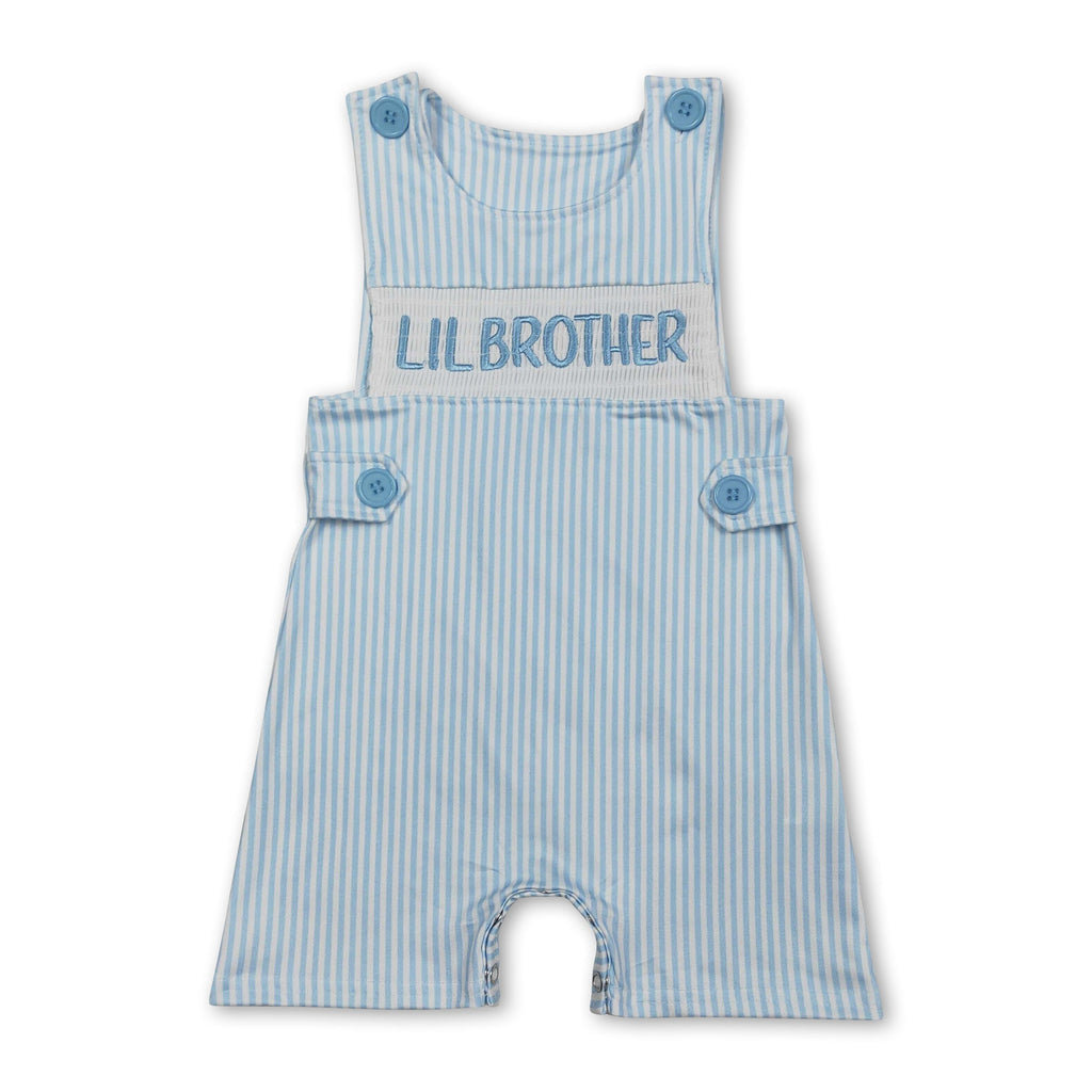 Sleeveless stripe lil brother baby boy romper