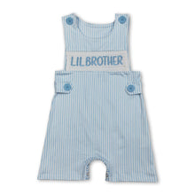 Load image into Gallery viewer, Sleeveless stripe lil brother baby boy romper