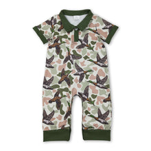 Load image into Gallery viewer, Short sleeves green camo duck baby boy polo romper
