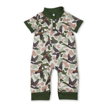 Load image into Gallery viewer, Short sleeves green camo duck baby boy polo romper