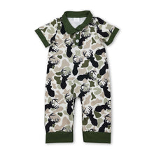 Load image into Gallery viewer, Short sleeves green camo deer baby boy polo romper