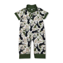 Load image into Gallery viewer, Short sleeves green camo deer baby boy polo romper