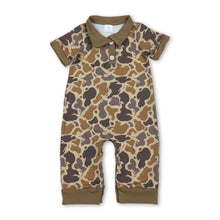 Load image into Gallery viewer, Short sleeves light brown camo baby boy polo romper