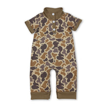 Load image into Gallery viewer, Short sleeves light brown camo baby boy polo romper