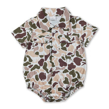 Load image into Gallery viewer, Short sleeves hunting camo pockets baby boy button romper