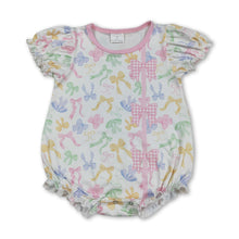 Load image into Gallery viewer, Short sleeves colorful bows baby girls summer romper