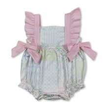 Load image into Gallery viewer, Flutter sleeves floral plaid baby girls summer romper