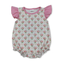 Load image into Gallery viewer, Pink flutter sleeves floral baby girls summer romper