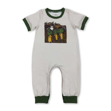 Load image into Gallery viewer, Green short sleeves duck baby boy romper