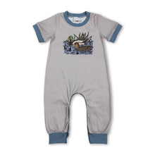 Load image into Gallery viewer, Light blue short sleeves duck baby boy romper