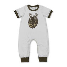 Load image into Gallery viewer, Short sleeves deer fishing baby boy romper