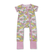Load image into Gallery viewer, Short sleeves camo rabbit baby girls Easter zipper romper