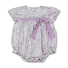 Load image into Gallery viewer, Short sleeves bow floral plaid baby girls summer romper