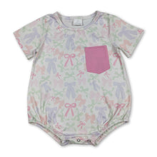 Load image into Gallery viewer, Short sleeves pocket colorful bows baby girls romper
