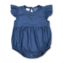 Load image into Gallery viewer, Flutter sleeves soft denim baby girls summer romper