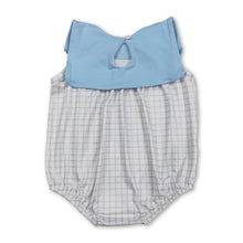 Load image into Gallery viewer, Light blue sleeveless plaid baby boy summer romper