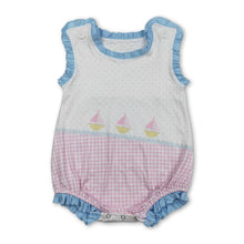 Load image into Gallery viewer, Sleeveless polka dots plaid boats baby girl romper