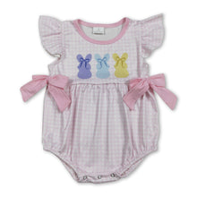 Load image into Gallery viewer, Flutter sleeves plaid bow baby girls Easter romper