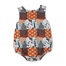 Load image into Gallery viewer, Sleeveless bull skull western baby boy summer romper