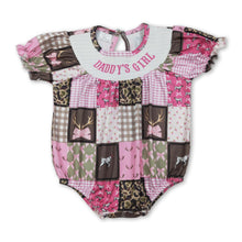 Load image into Gallery viewer, Short sleeves dog deer camo bow daddy's girl smocked romper