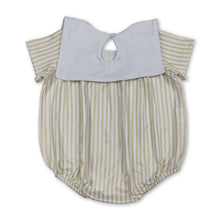 Load image into Gallery viewer, Short sleeves stripe cross embroidery baby Easter romper