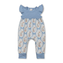 Load image into Gallery viewer, Flutter sleeves rabbit bow baby girls Easter romper