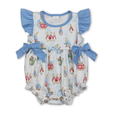 Load image into Gallery viewer, Flutter sleeves bow rabbit baby girls Easter romper