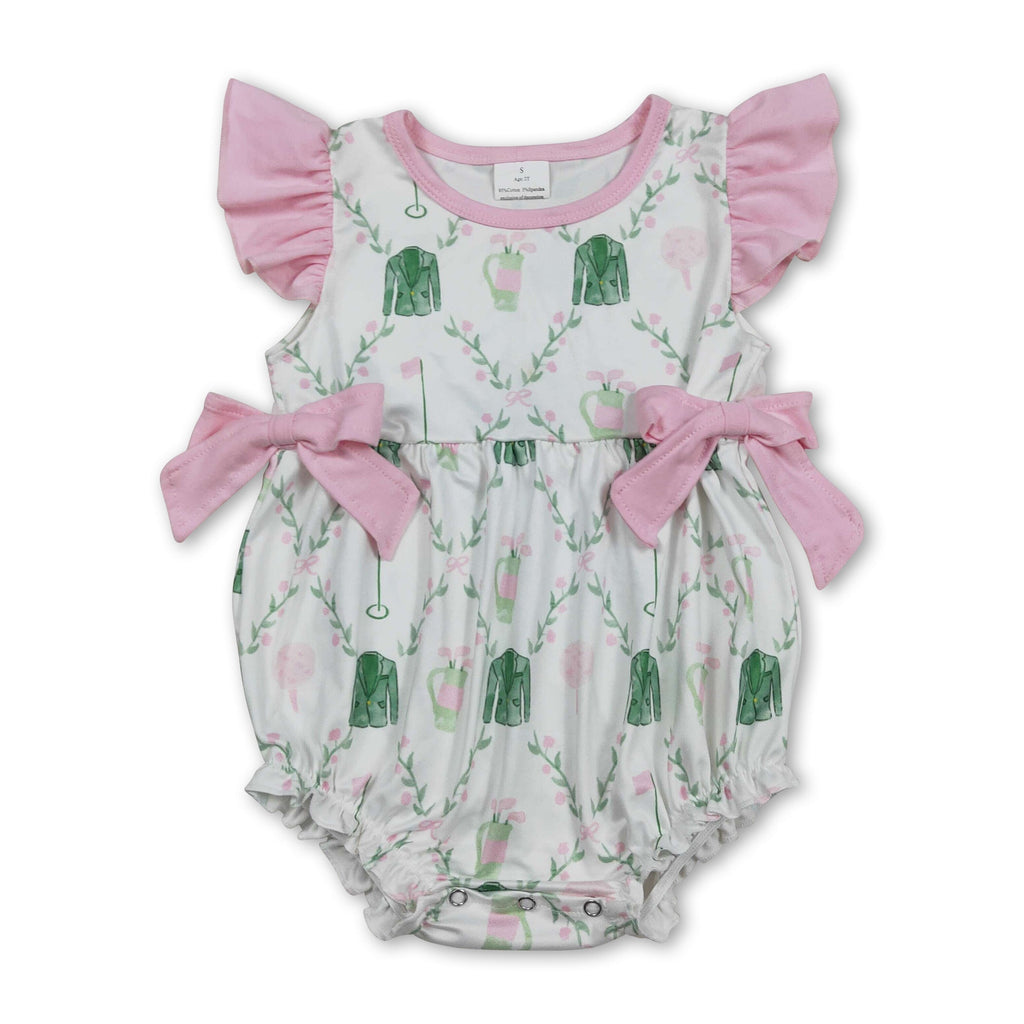 Pink flutter sleeves golf baby girls summer romper