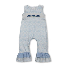 Load image into Gallery viewer, Sleeveless floral bow ruffle baby girls romper